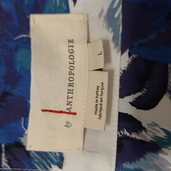 Anthropologie White and Blue Floral Mini Dress - Picture 5 of 10